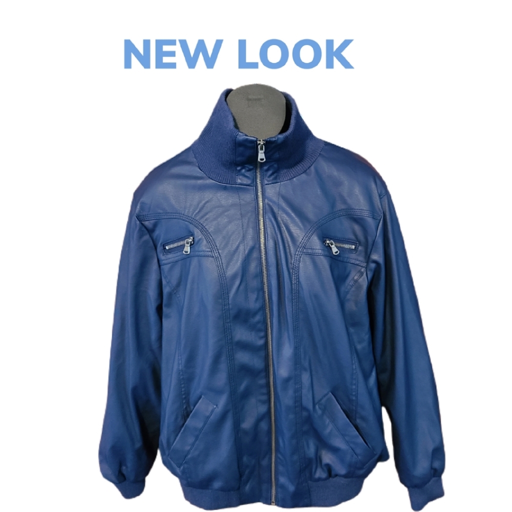 NEW LOOK BLUE VEGAN BOMBER JACKET SIZE 3X